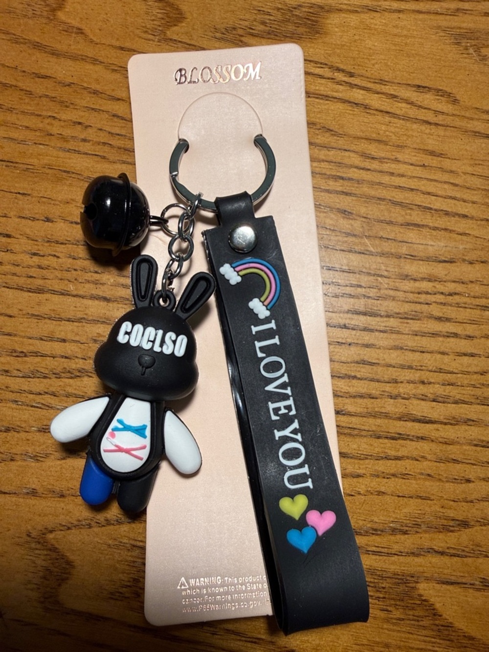 BLOSSOM Black Bunny Keychain with 'I LOVE YOU' Strap